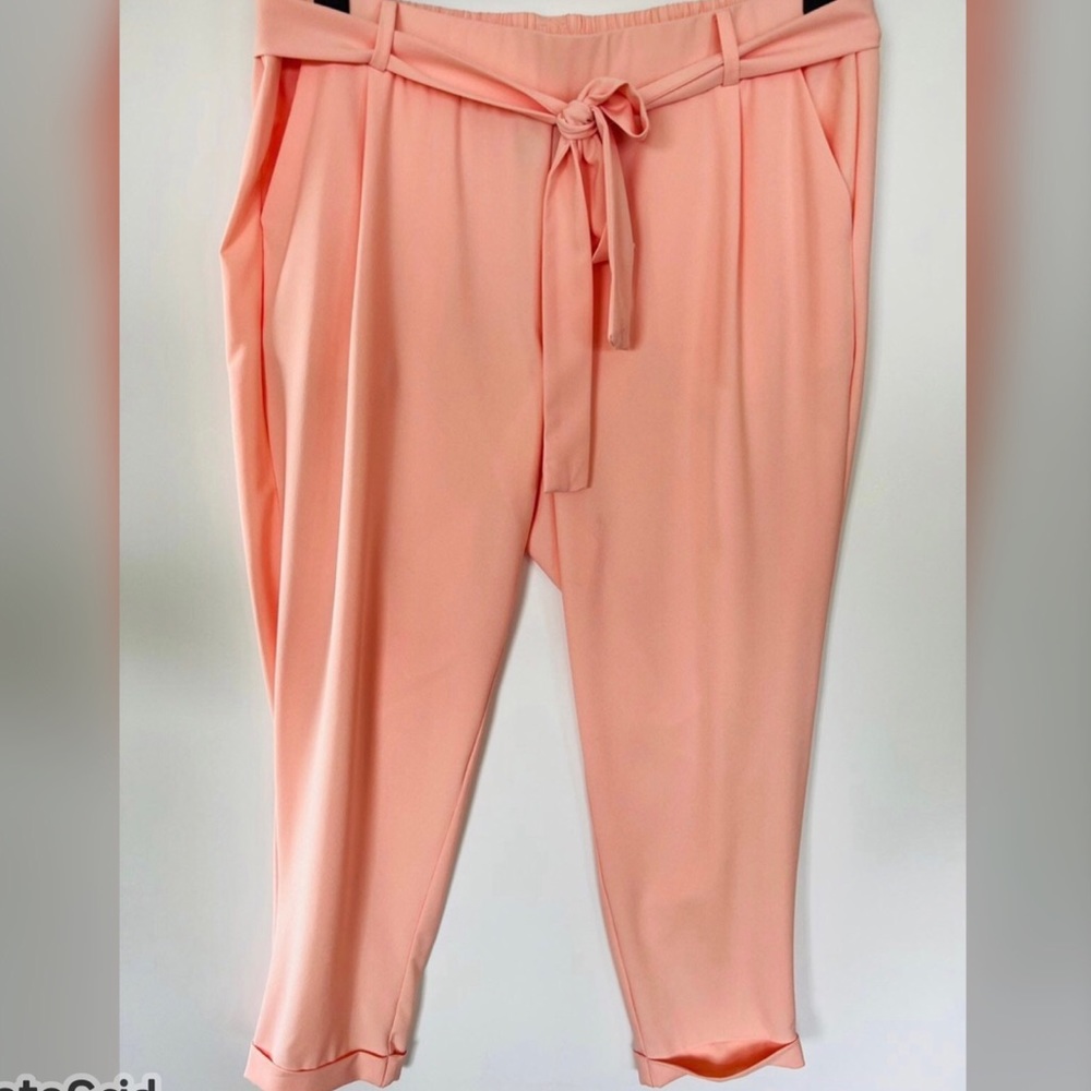 Torrid Peach Crepe Waist Tie Pants